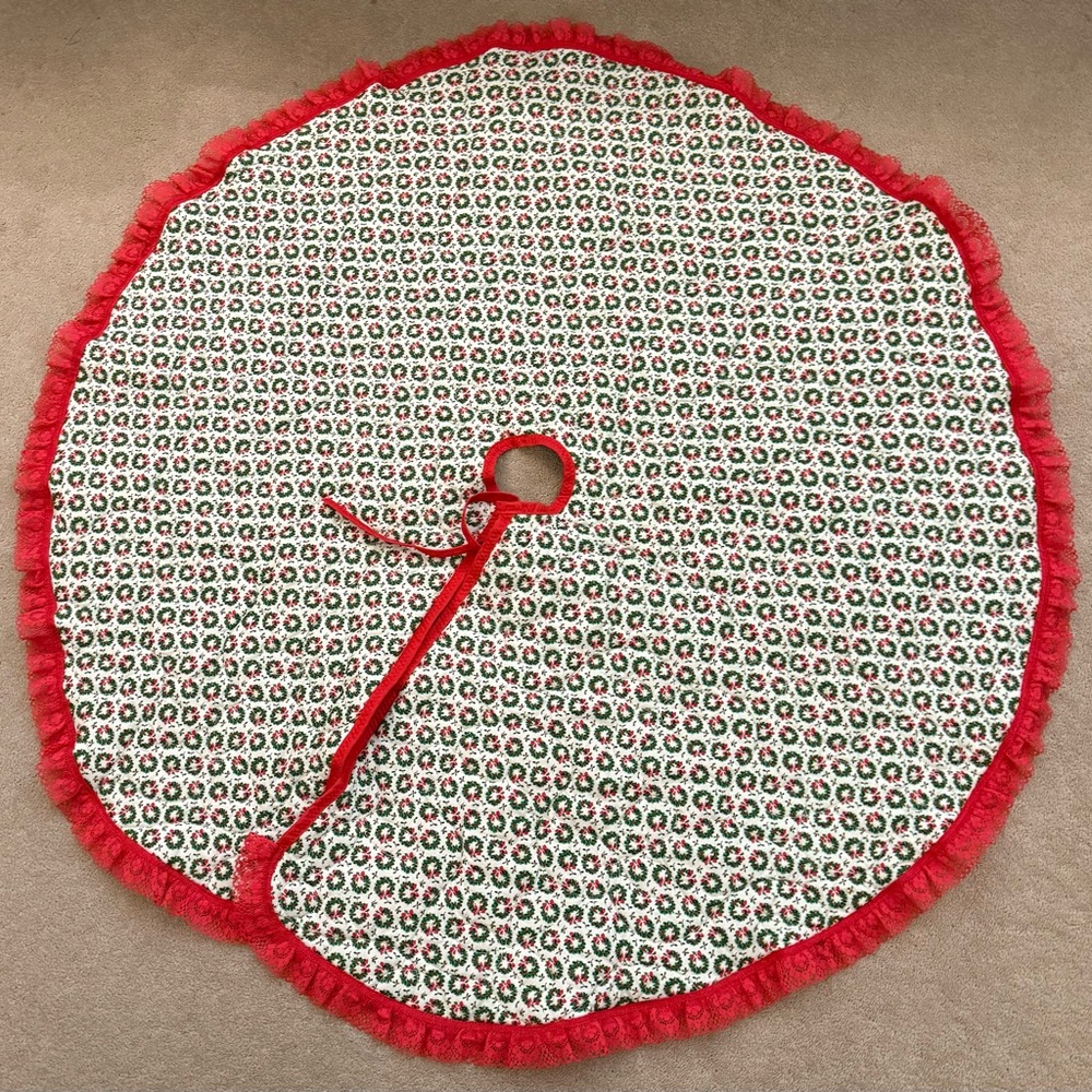 Festive Red and Green Christmas Tree Skirt